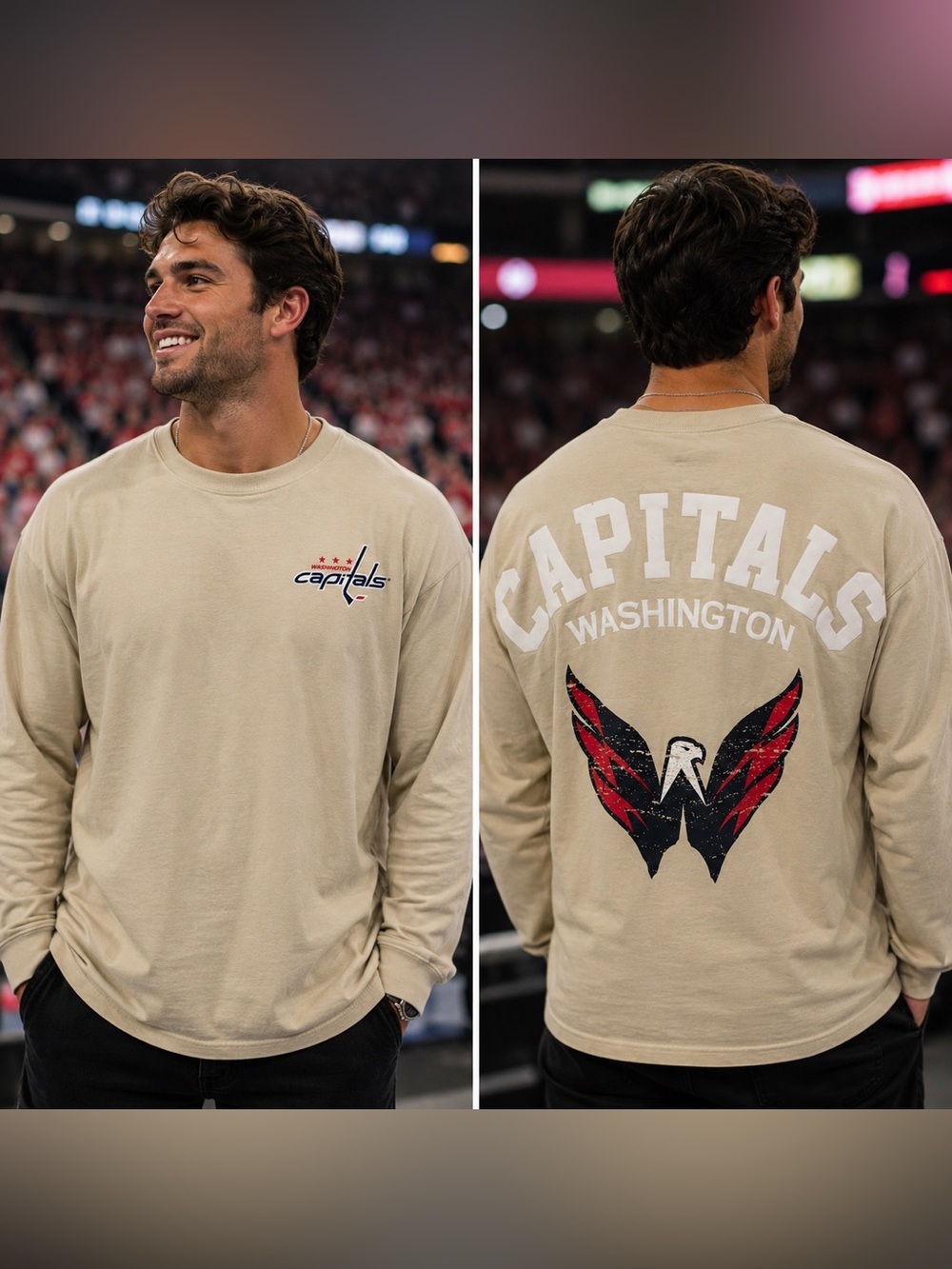 🆕 Spirit Jersey Washington Capitals Screaming Eagle Long Sleeve Shirt M NWT